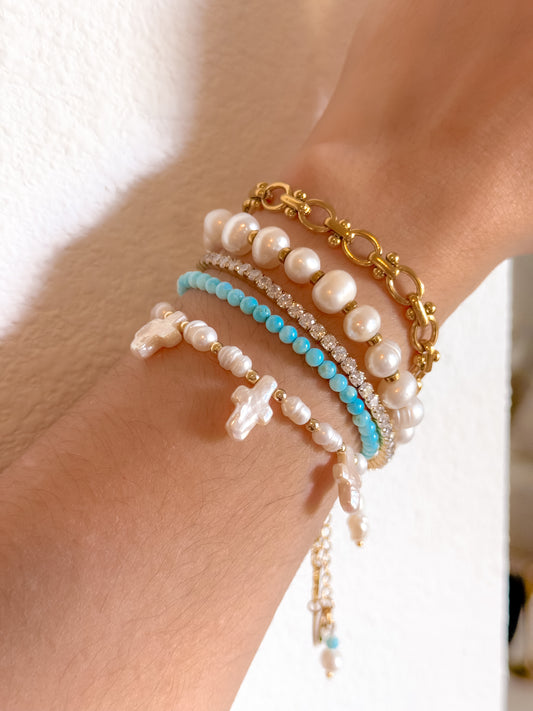 Pearl cross bracelet