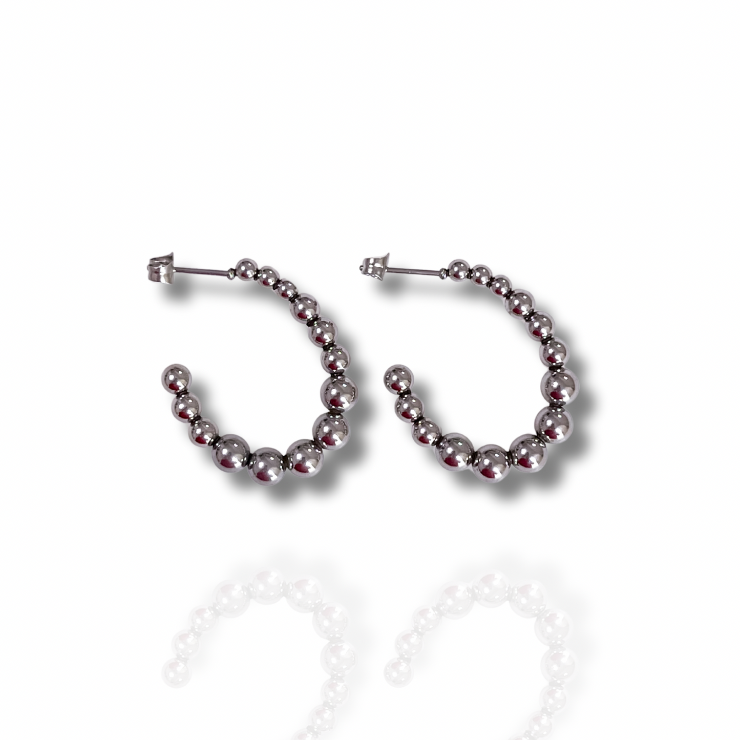 Silver Ball Hoops