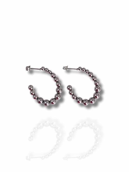 Silver Ball Hoops