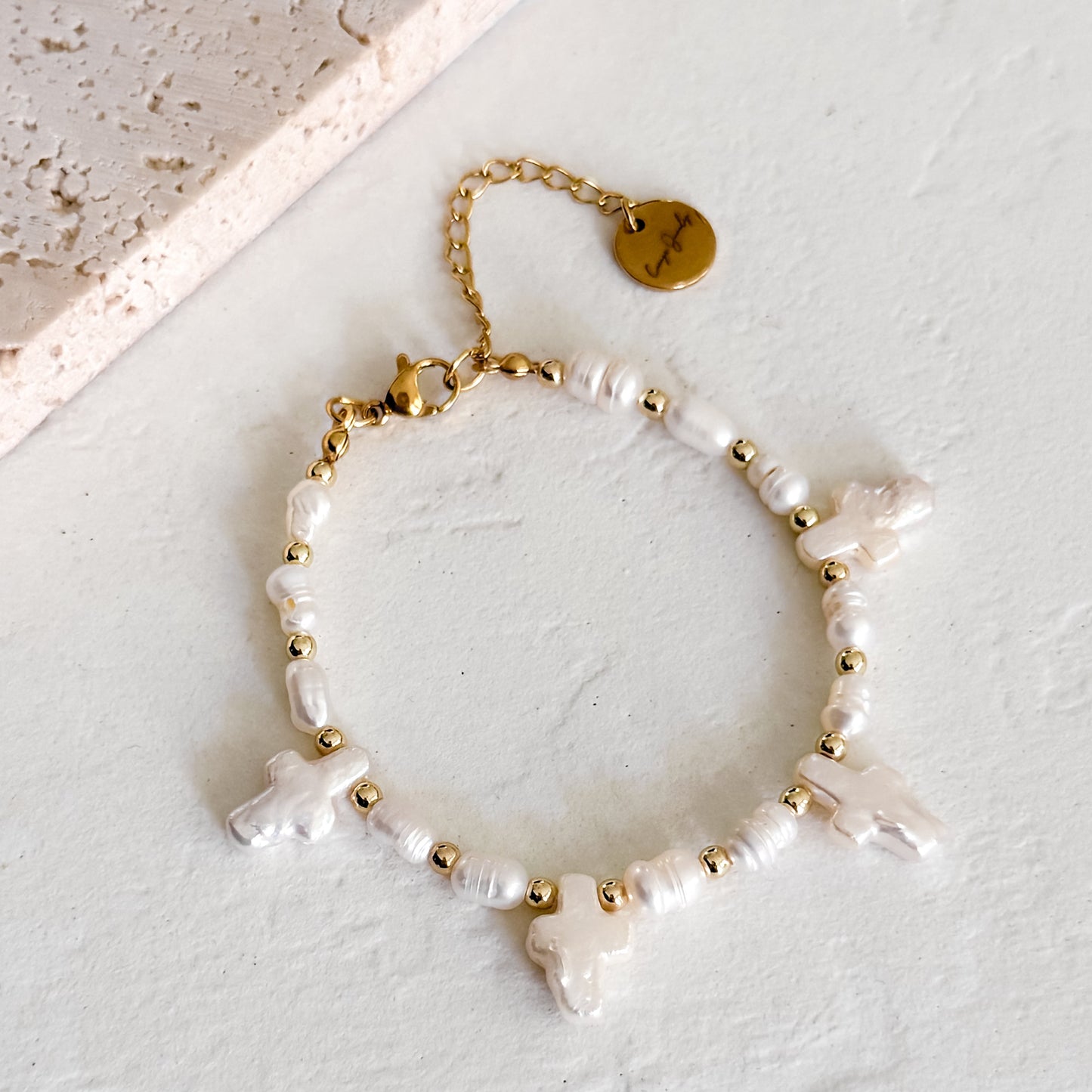 Pearl Cross Bracelet
