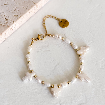 Pearl Cross Bracelet