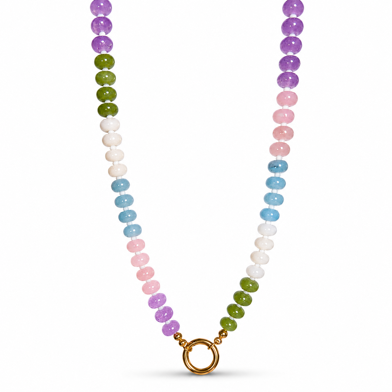 Pastel Beads - Push Clasp Necklace