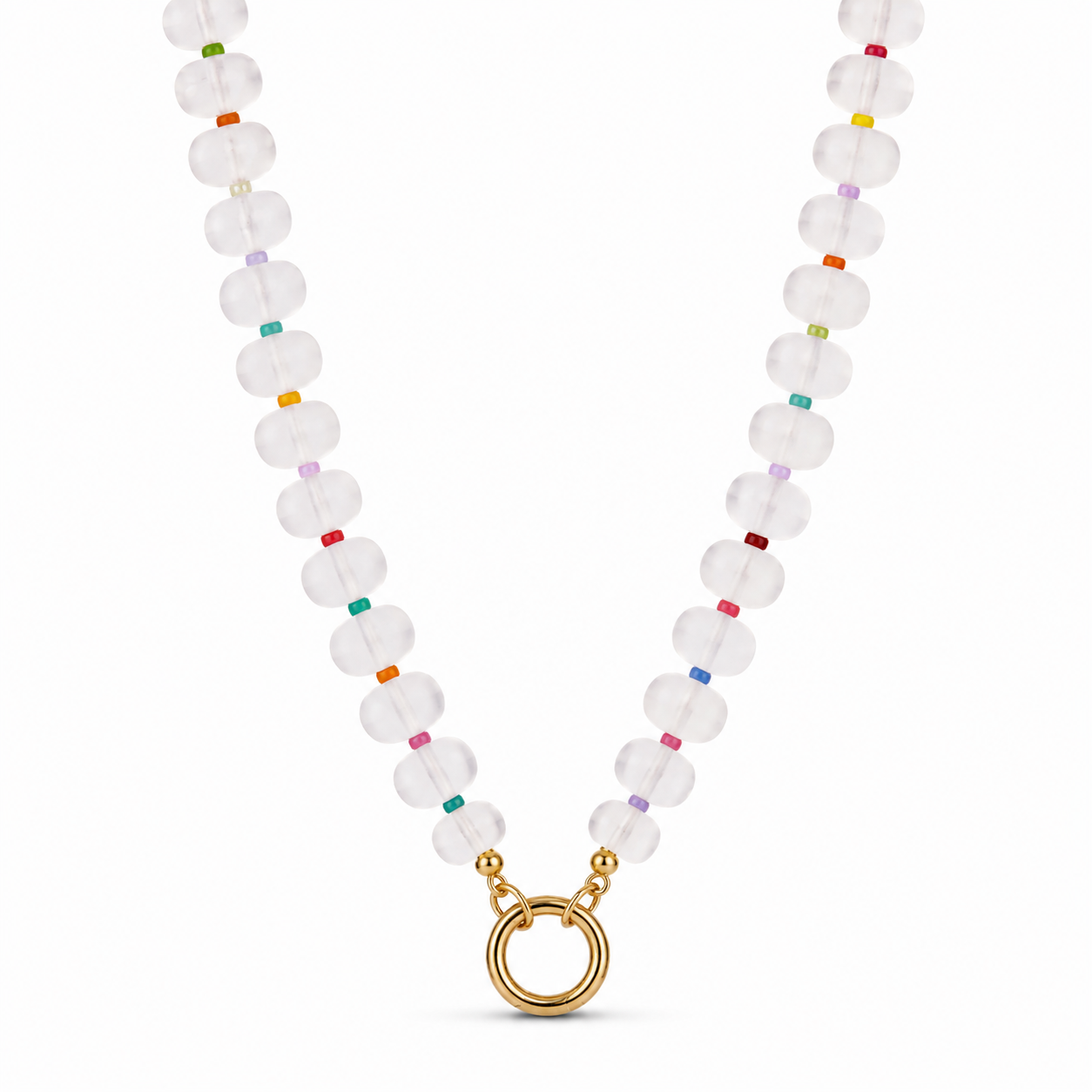 Rainbow Beads - Push Clasp Necklace