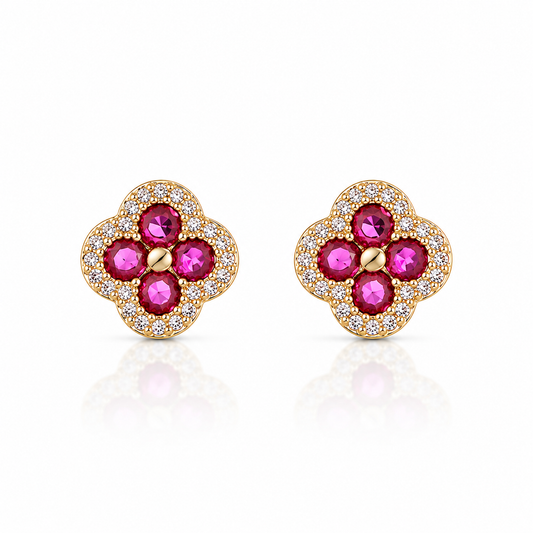 Pink Clover Earrings