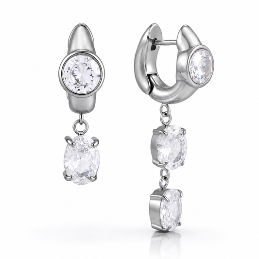 Drip Drop Hoops (Silver)